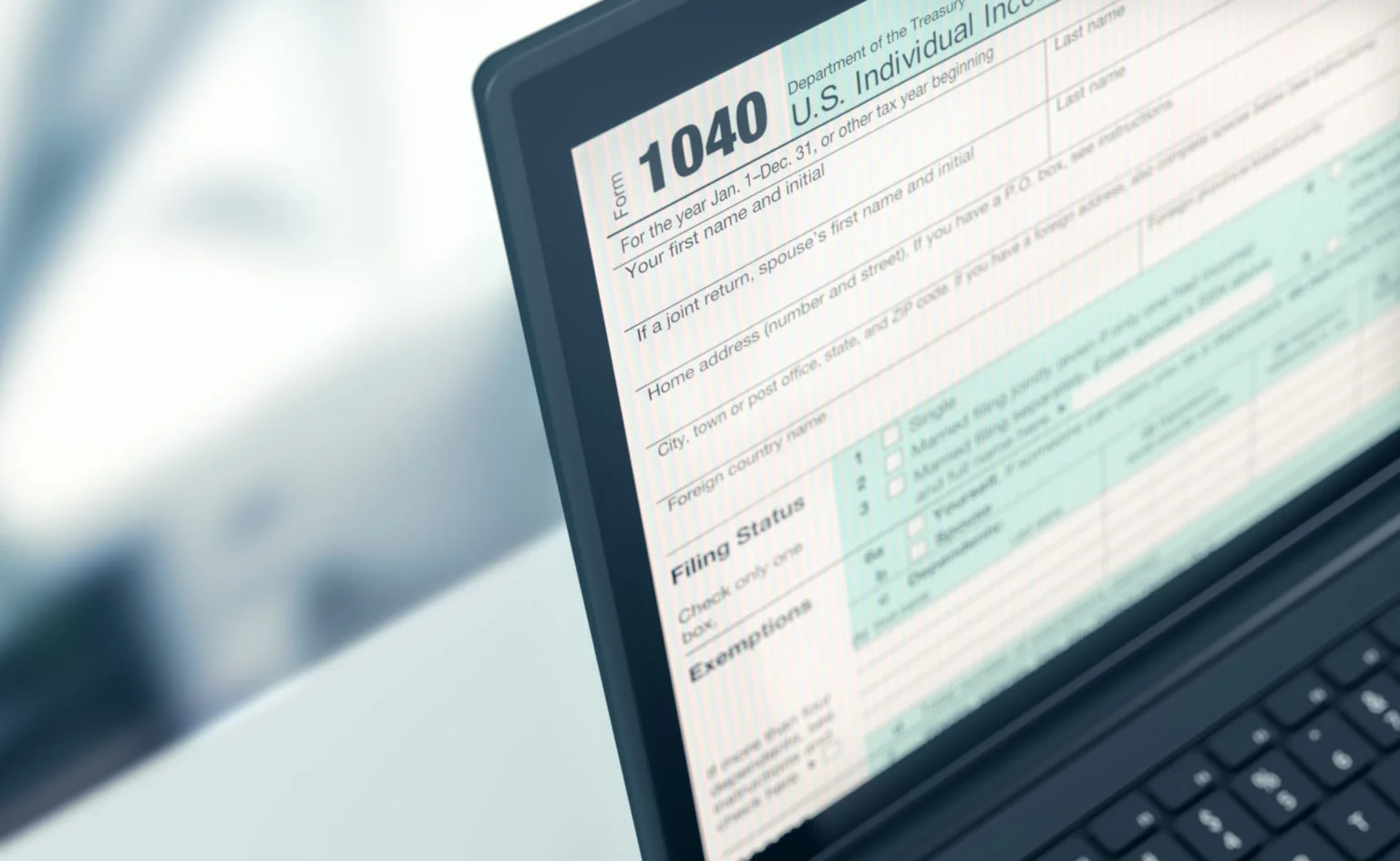 Tax return on a computer screen