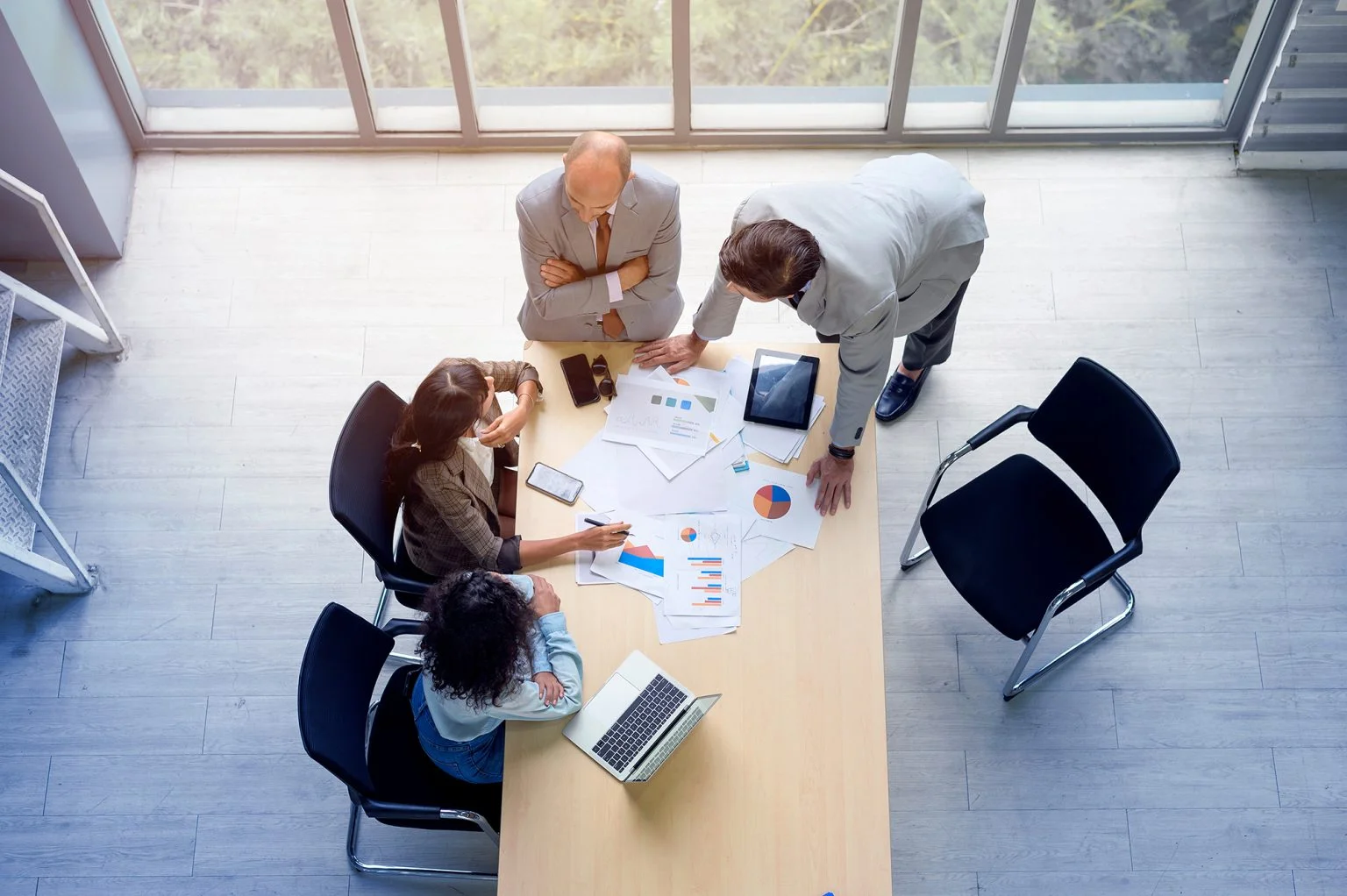 Top view of business people are meeting in office