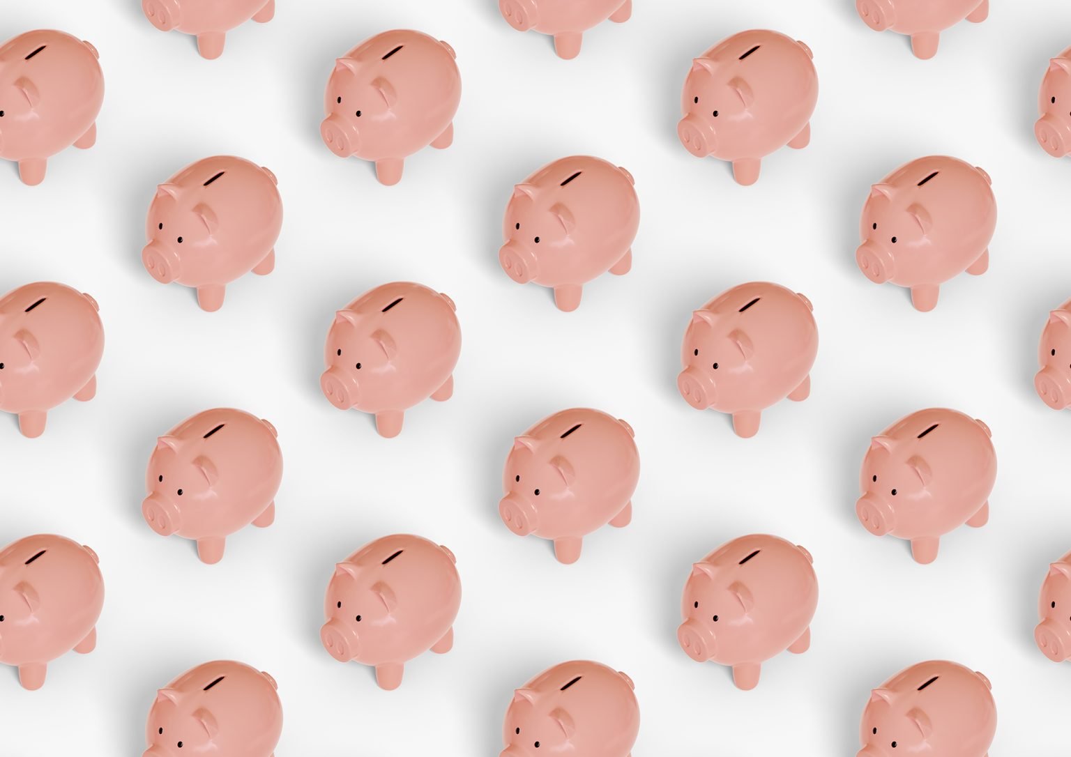 Rows of piggy banks of all equal size