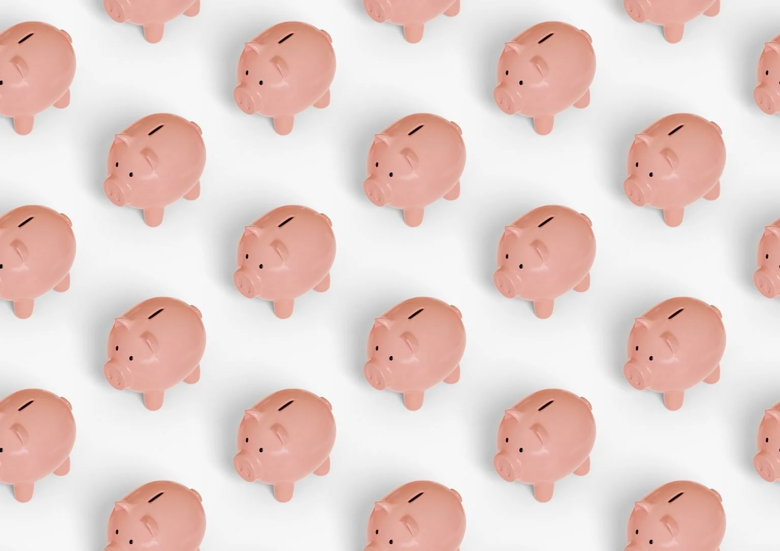 Rows of piggy banks of all equal size