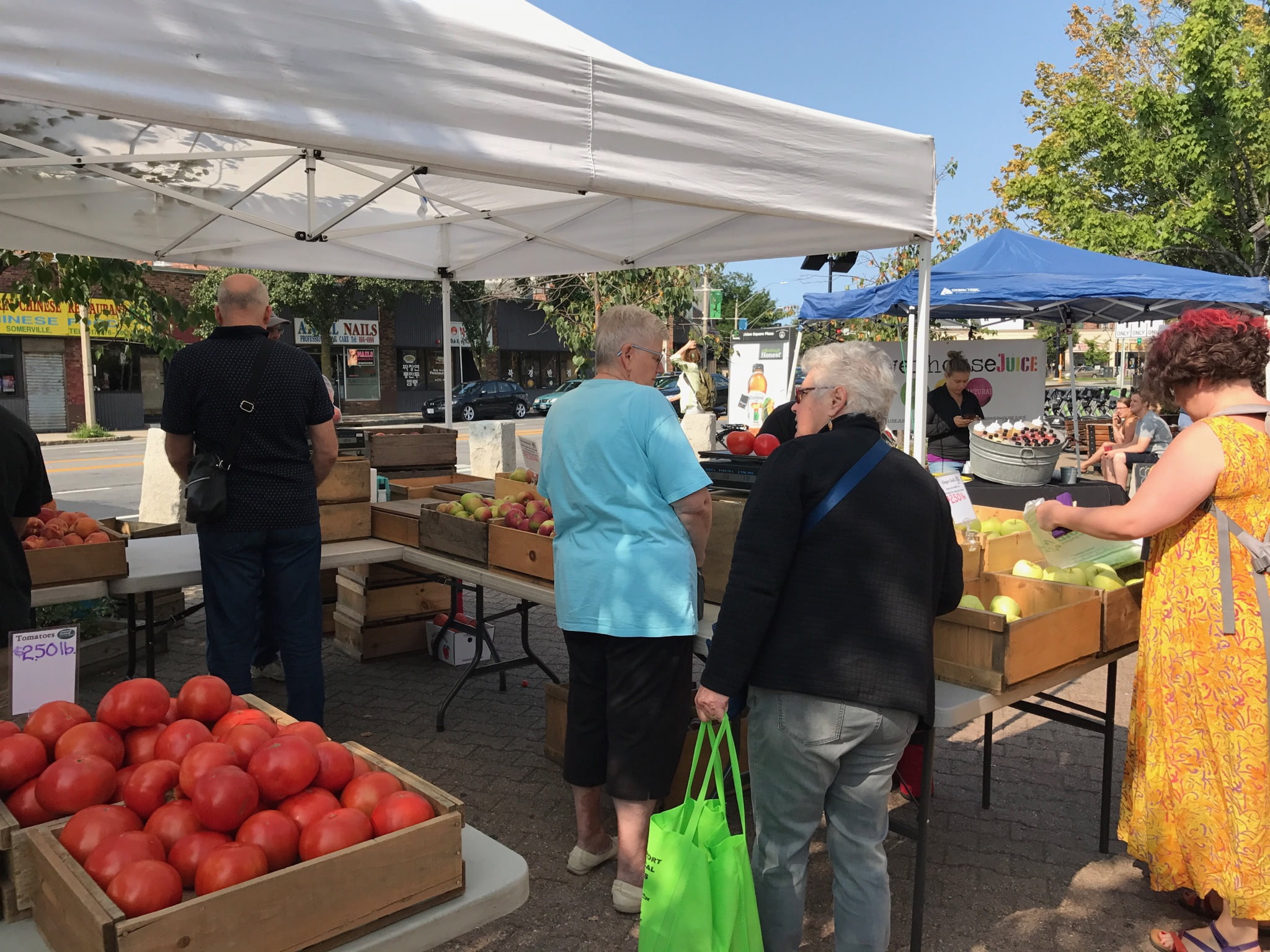 Saturday morning at a Boston-area farmers market.