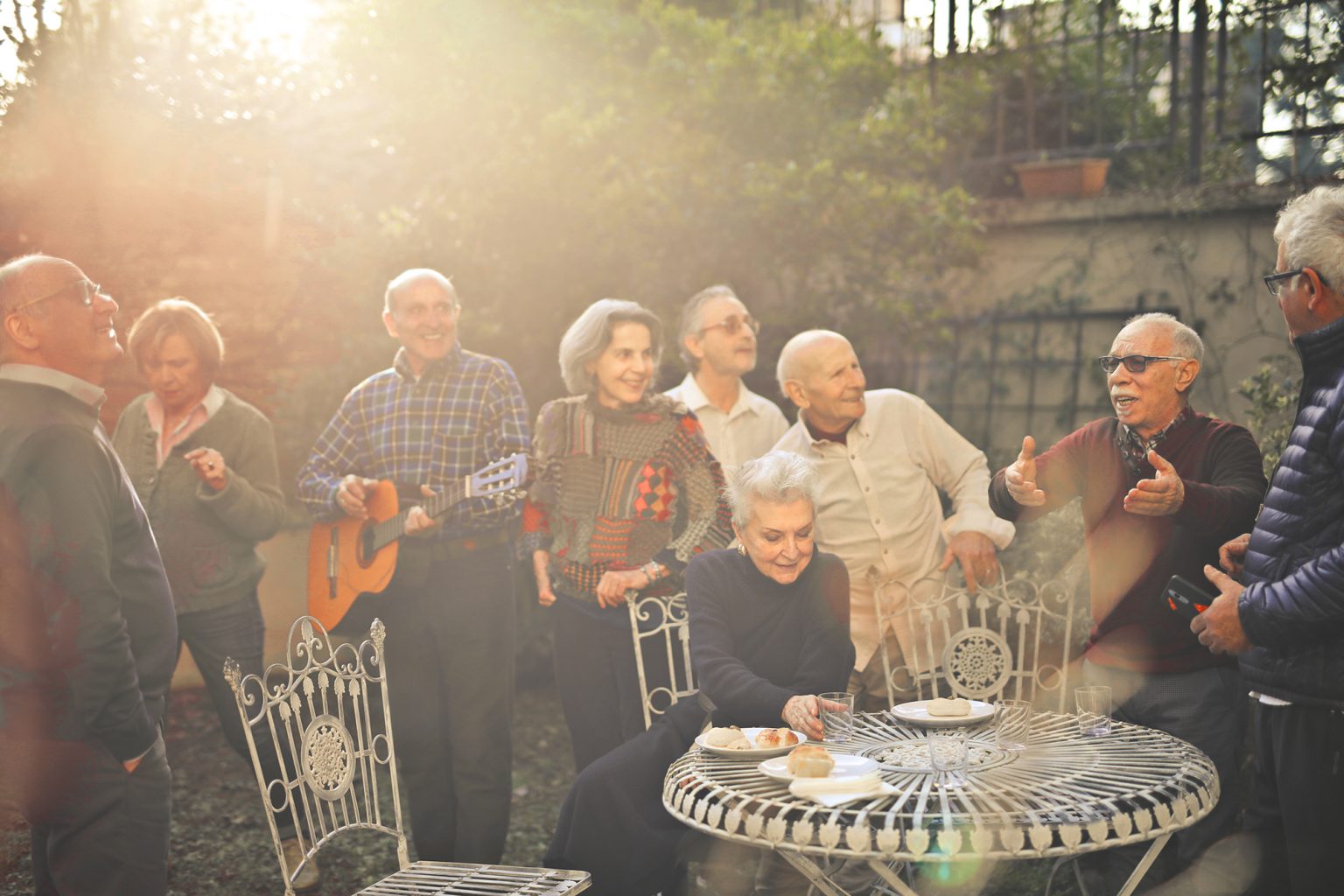 Group of older people in a garden