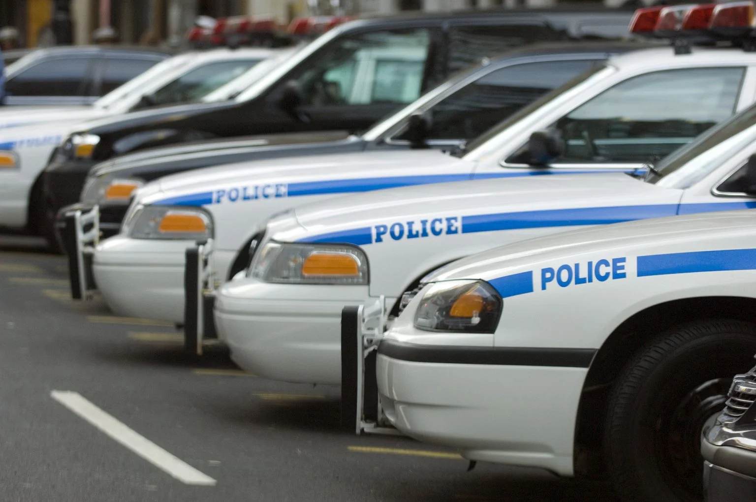 Police cars in a row