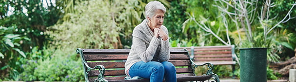 Photo of lonely elderly woman