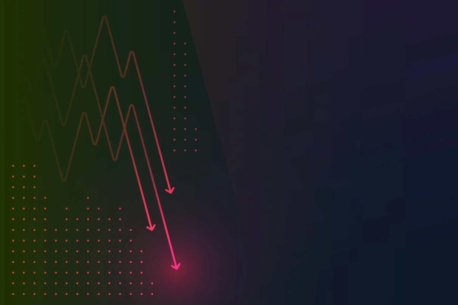 down arrow on green and purple background