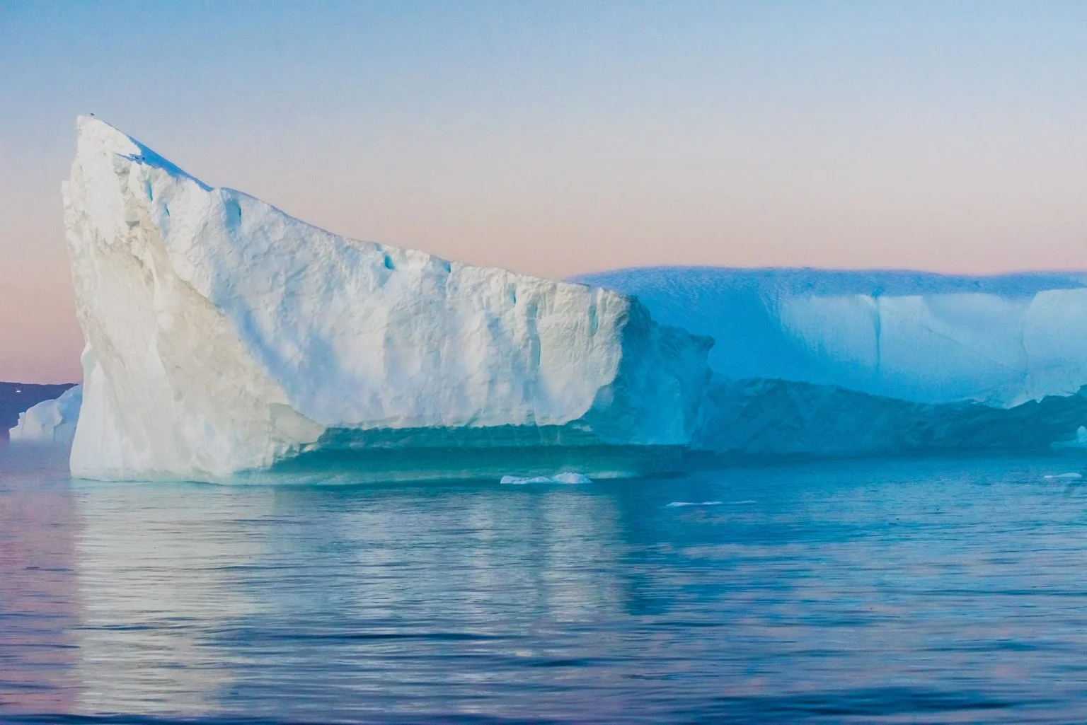 Icebergs in the midnight sun, Ilulissat, Greenland