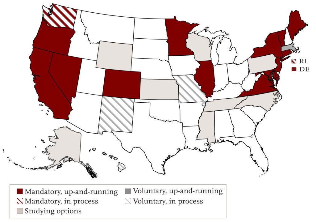 U.S. map showing states that have addressed the coverage gap