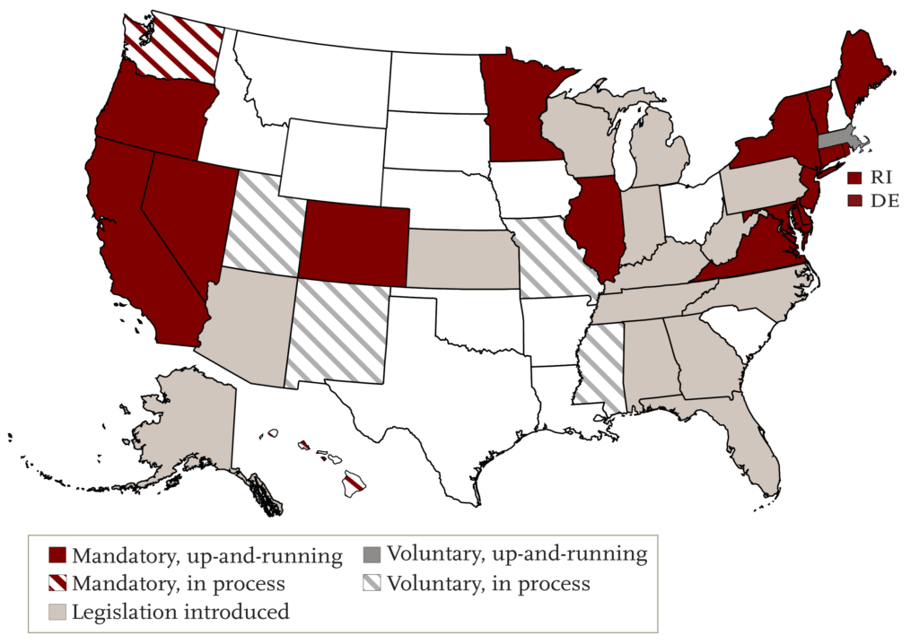 U.S. map showing states that have addressed the coverage gap