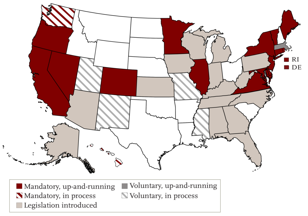 U.S. map showing states that have addressed the coverage gap