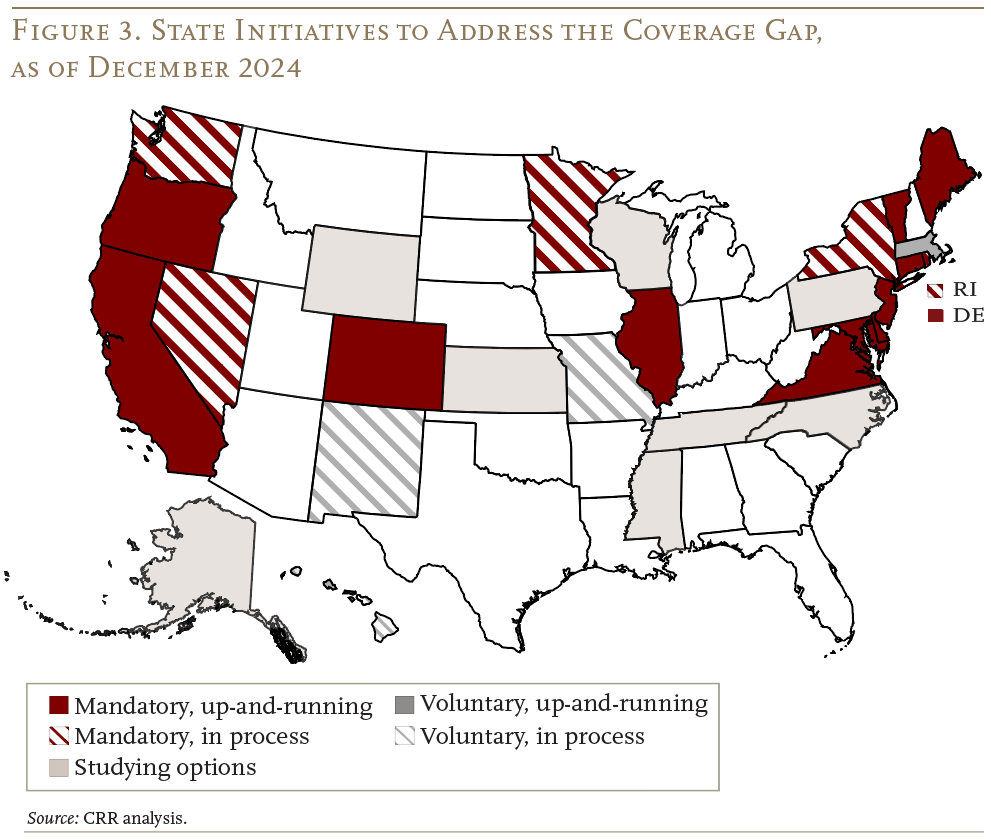 Map showing the state initiatives to address the coverage gap, as of December 2024.