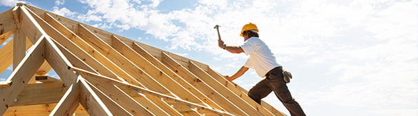 Man building a house