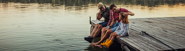 Family on a dock