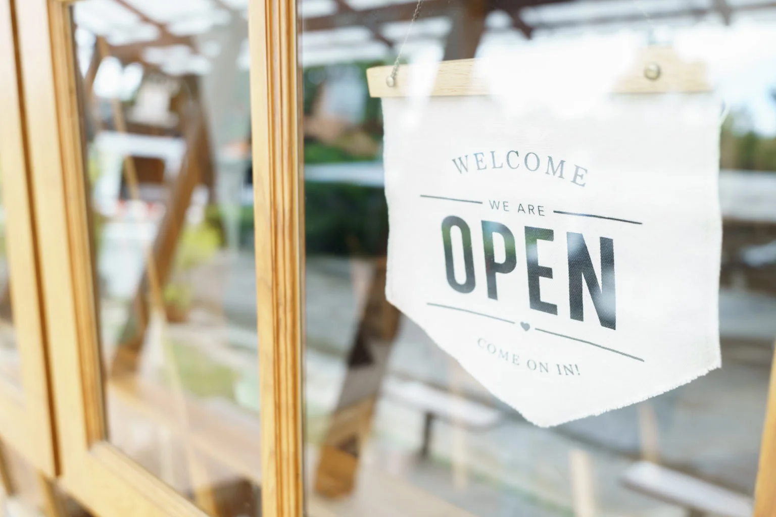 Storefront with open sign