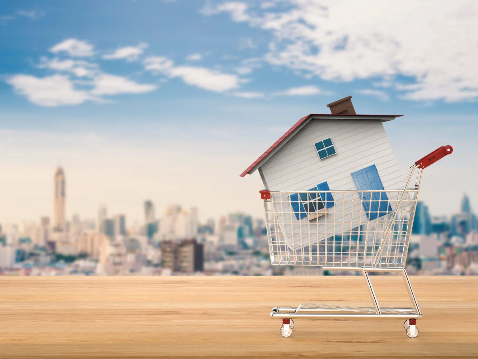 Model house in a shopping cart