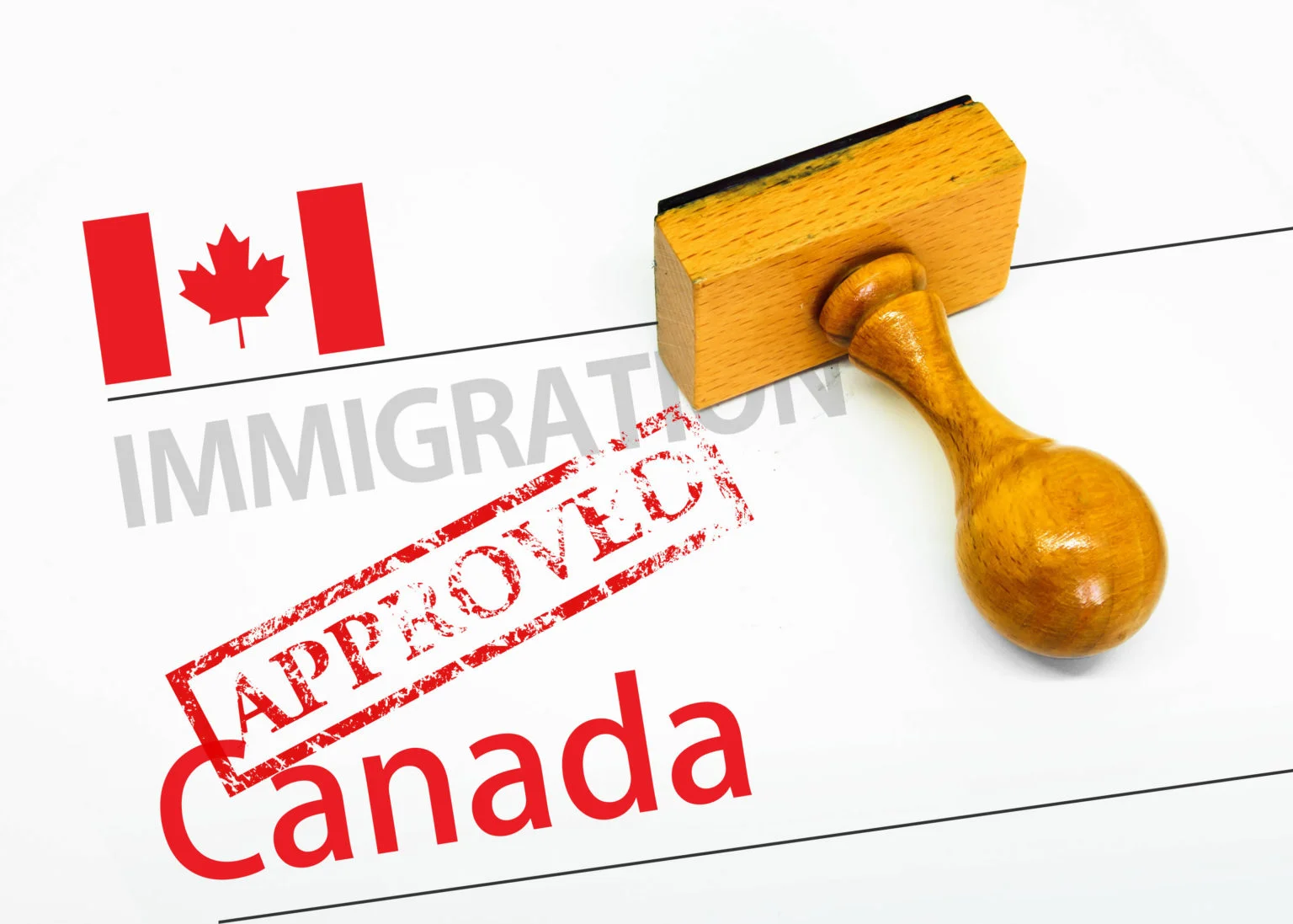 Approved Immigration Canada application form with rubber stamp