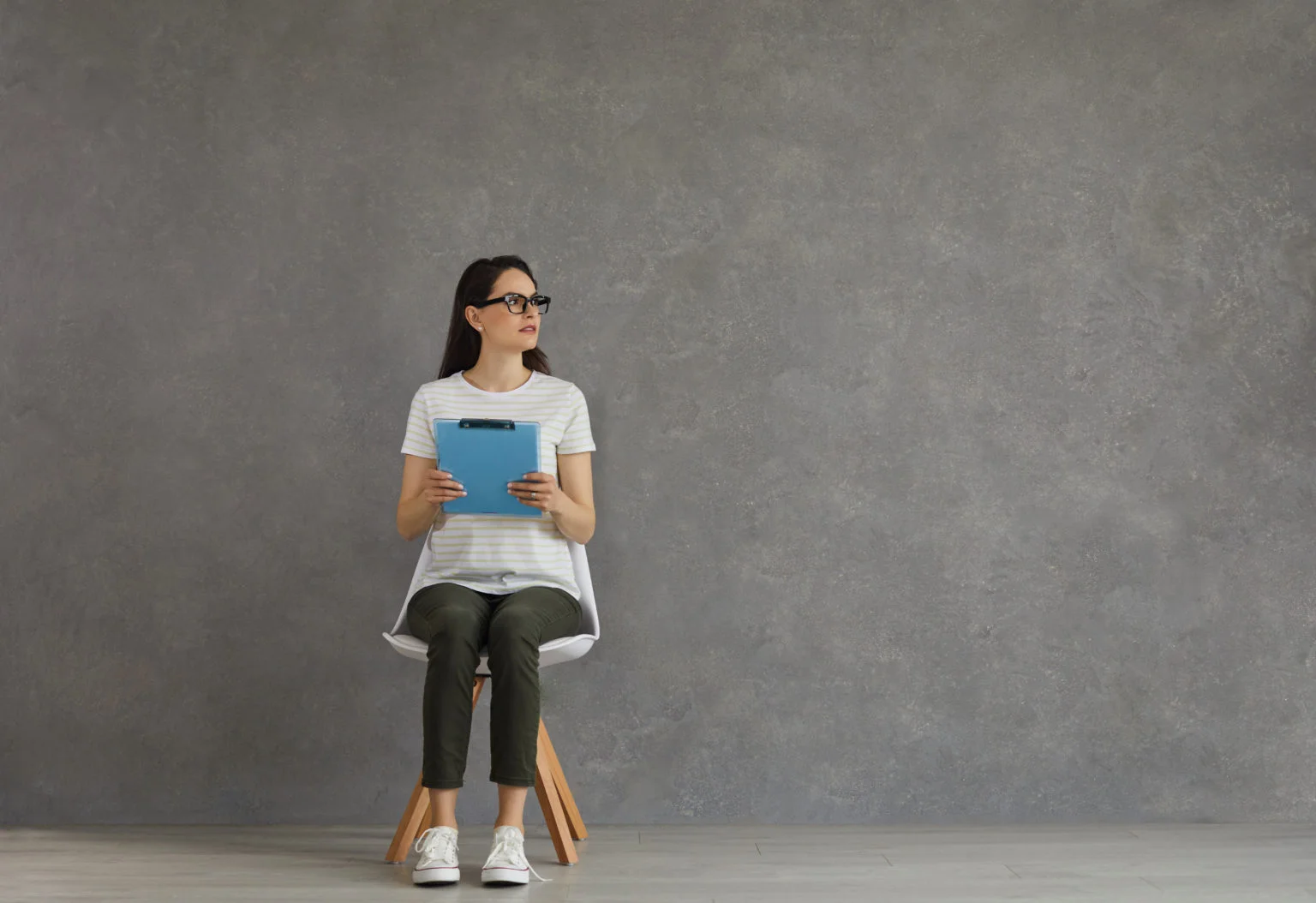 One woman in a waiting room