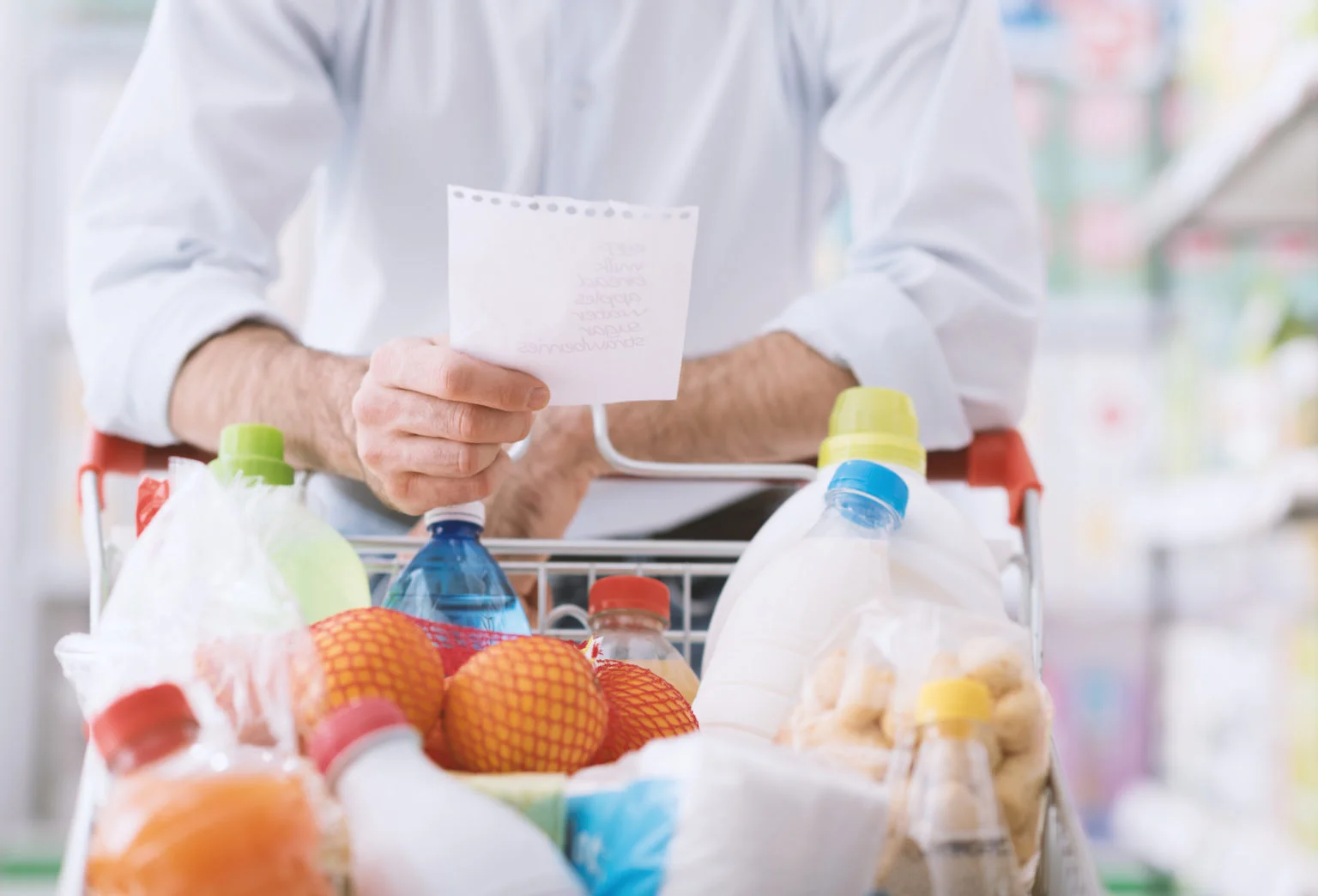 Man shopping with a list