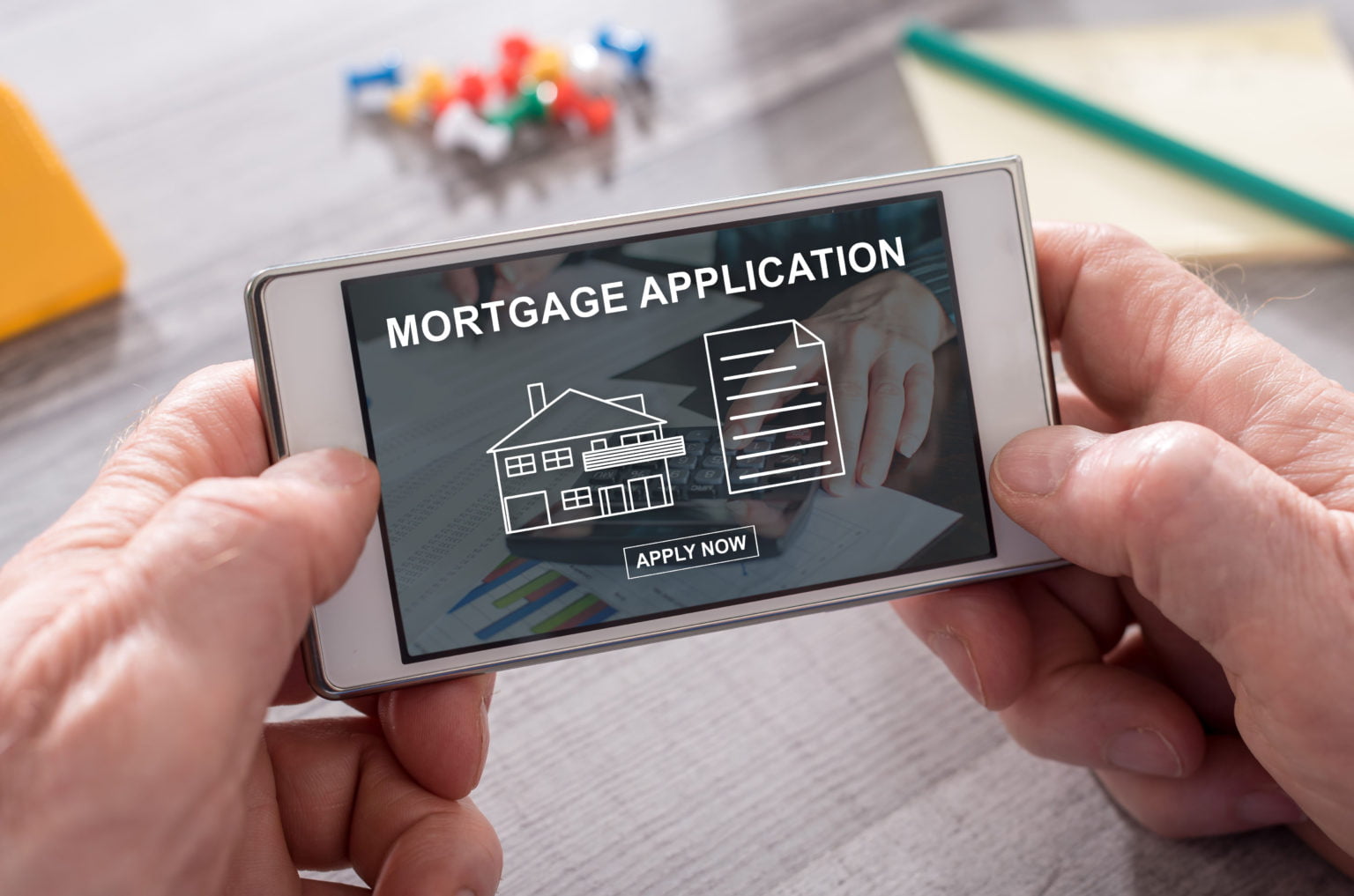 Mortgage application displayed on a mobile phone