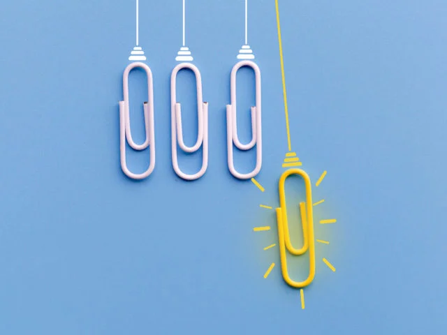 Great ideas concept with paperclip,thinking,creativity,light bul