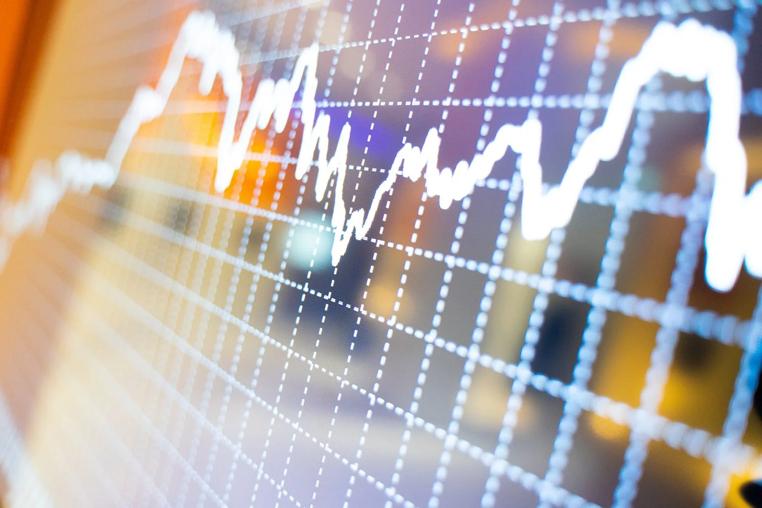 Financial graph of stocks that are running up and down according to financial markets