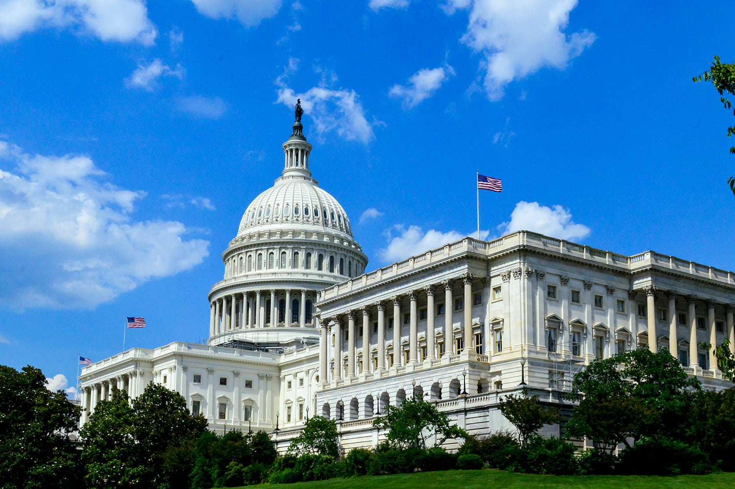 United States Capitol Building with a clear blue sky