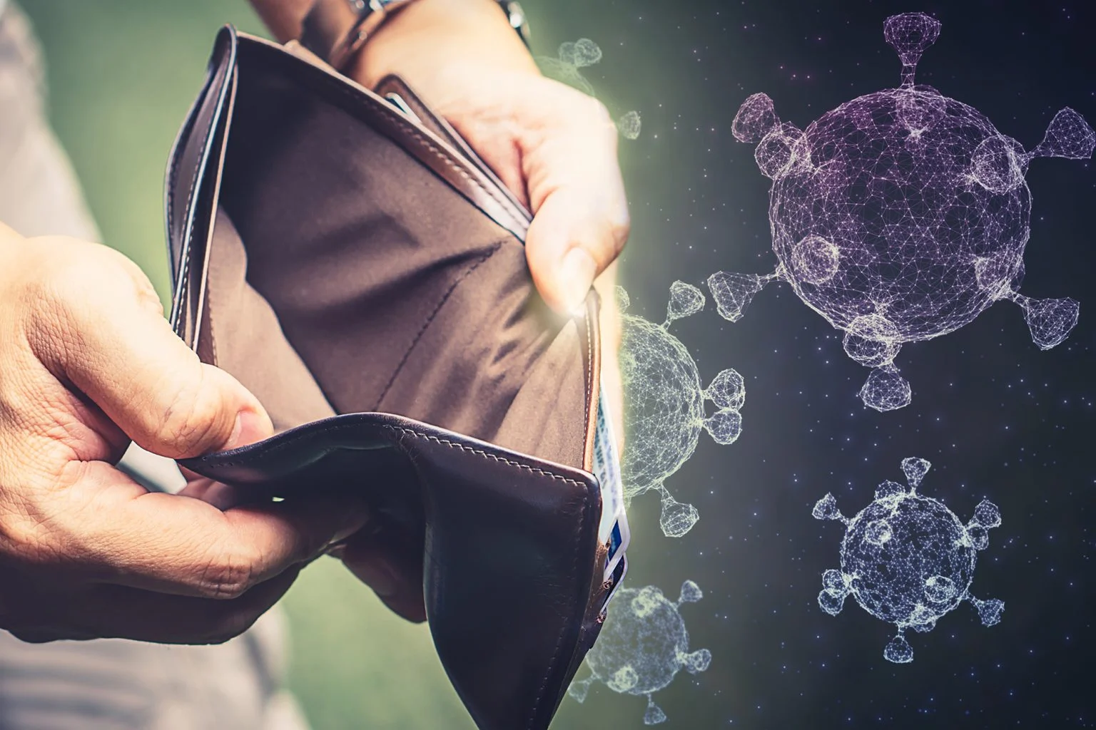 empty wallet due to economic depression crisis after coronavirus outbreak