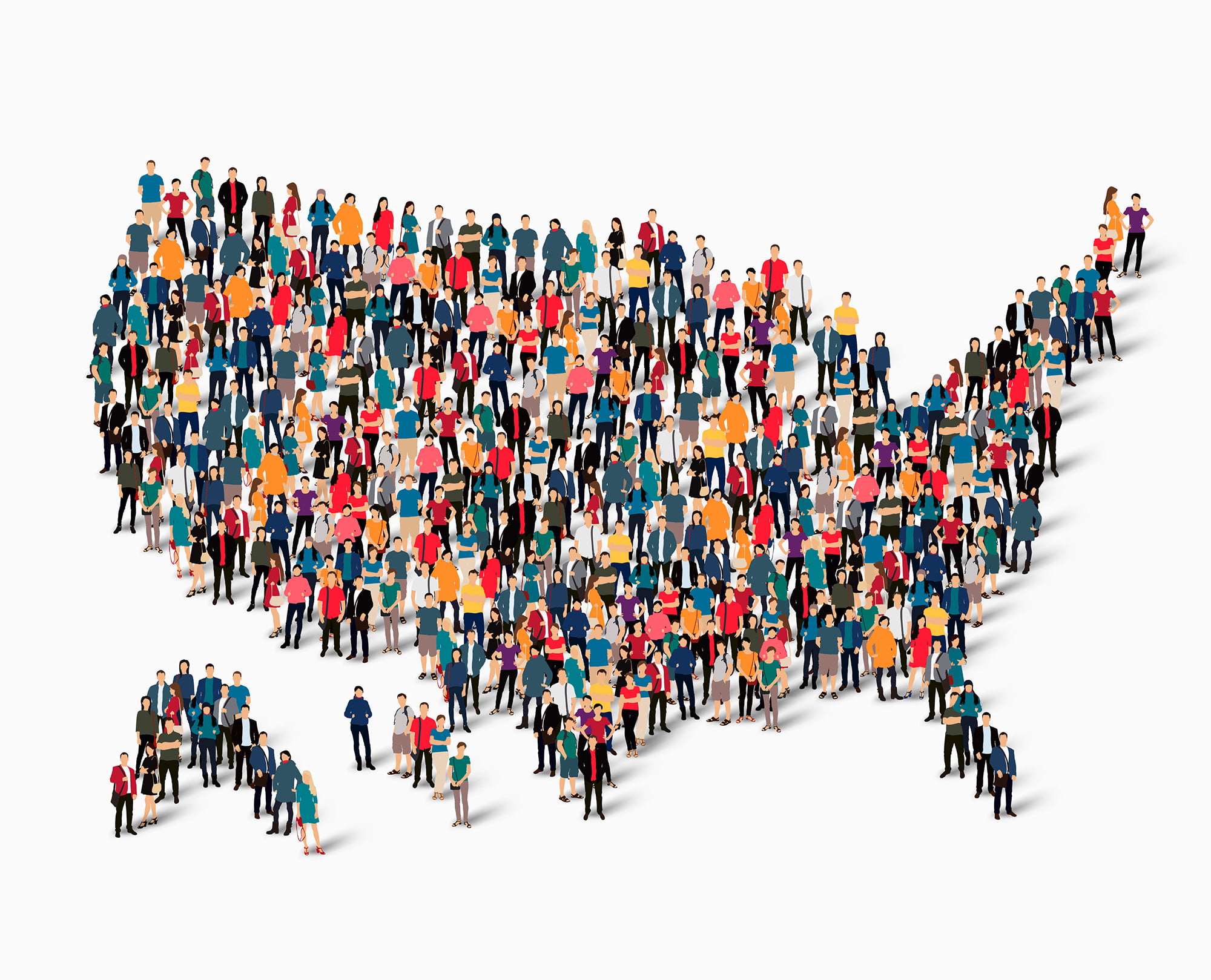 People standing in teh shape of U.S. map
