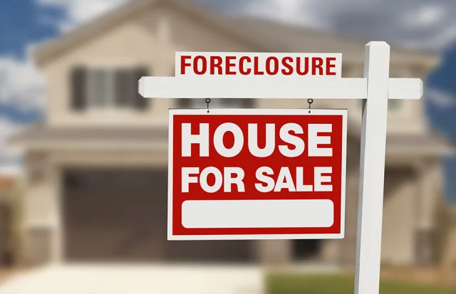 A foreclosure sign