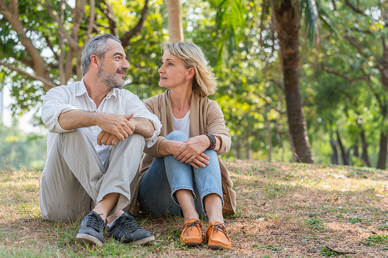 Older couple looking at each other