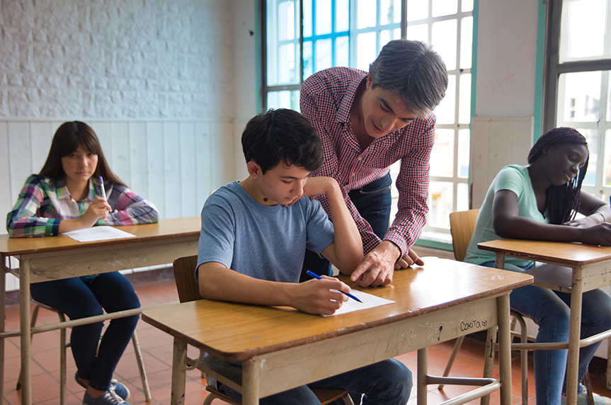 School teacher with students