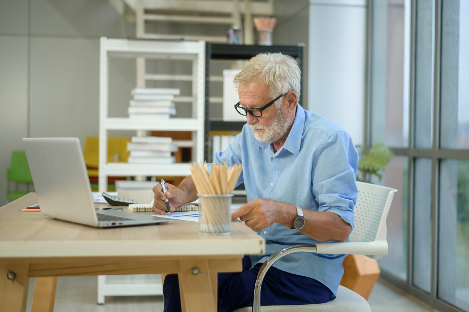 Older man working
