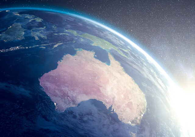 Aerial view of earth with view of Australia
