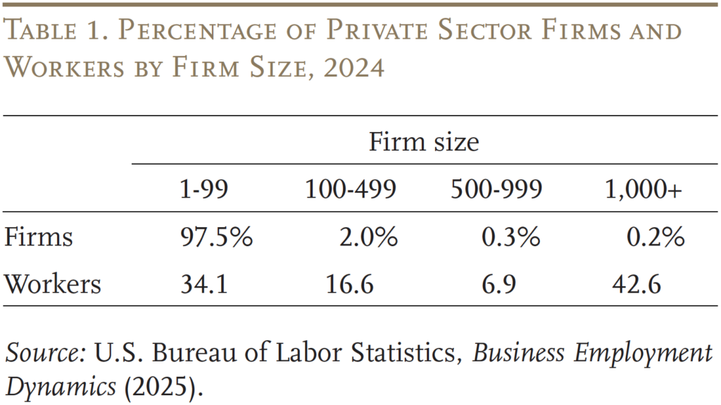 Table showing the Percentage of Private Sector Firms and
Workers by Firm Size, 2024
